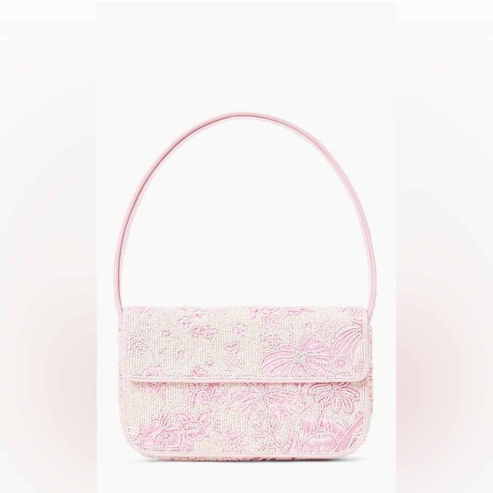 STAUD Tommy Beaded Bag Ivory Cherry Blossom Toile